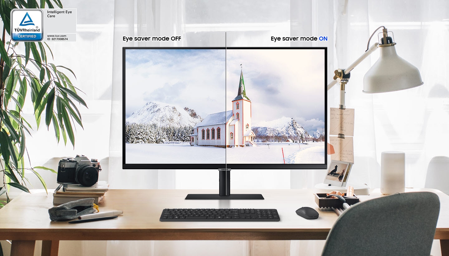 The left is comparing the Eye saver mode Off and the right eye saver mode ON screen, and the right screen looks warmer.
