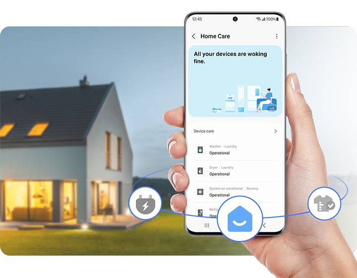 يستخدم شخص خدمة SmartThings Home care ويتولى أمر تشغيل الجهاز.