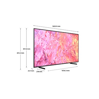 Dimension of Samsung QLED TV Q60C with gray branch stand