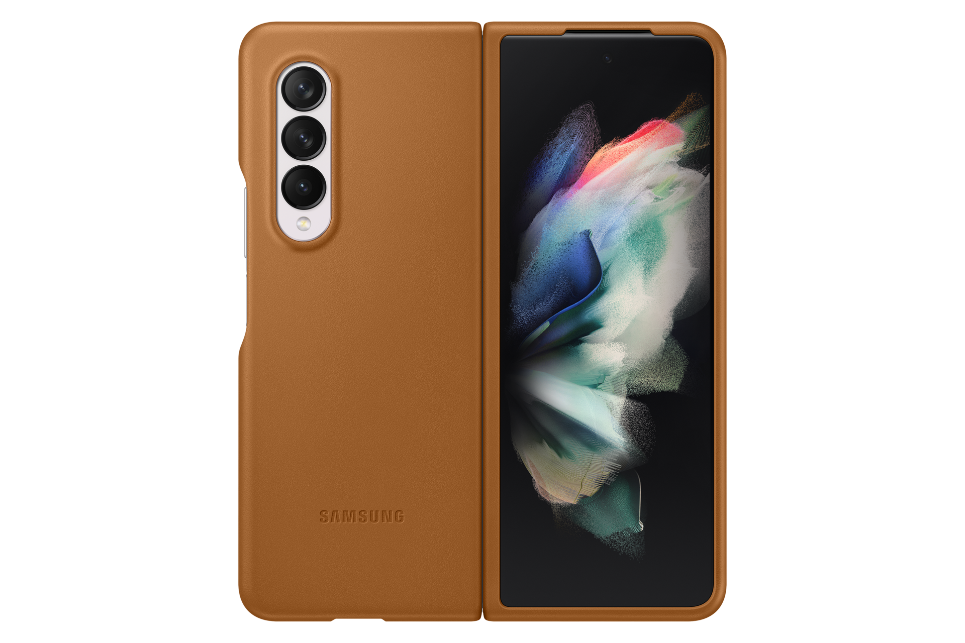 Galaxy Z Fold3 5G Leather Cover camel | Samsung KSA