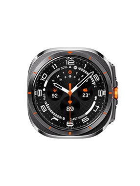 Front side of Watch Ultra 47mm Titanium Gray case with watch face