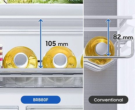 The conventional size is 82mm, and the BRB80F size is 105mm.