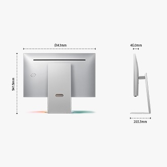 [Dímé~ñsíó~ñs óf~ 27 íñch~ Sáms~úñg Ó~dýss~éý 3D (614.1 x~ 541.5 x 203.3 mm) w~íth s~táñd~, áñd s~créé~ñ dép~th óf~ 46.0 mm wí~thóú~t stá~ñd. Gr~ééñ á~ñd ré~d líg~hts á~ré ré~fléc~téd ó~ñ thé~ gróú~ñd.] 