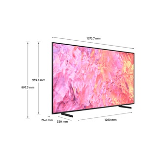 Dimension of Samsung QLED TV Q60C with gray branch stand