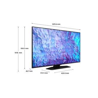 Dimension of Samsung QLED TV Q80C with new black hexagon plate stand