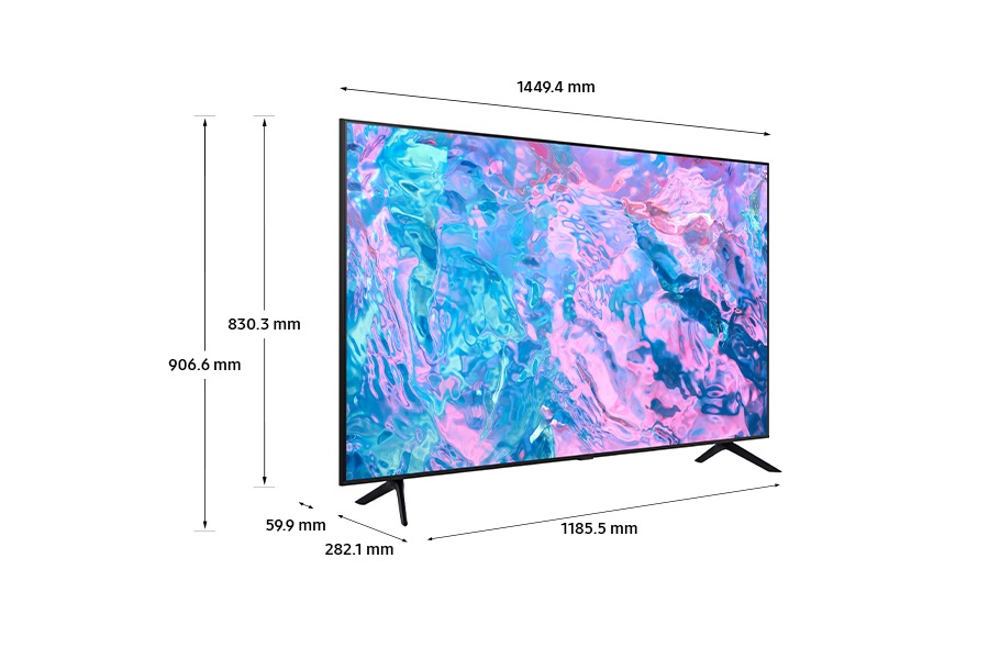 Dimension of Samsung UHD TV CU7000 with black center stand