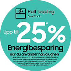 Upp till 25% energibesparing när du använder halva ugnen