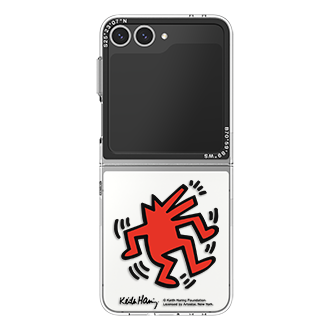 Keith Haring Slickback Slim Impression Case for Galaxy Z Flip6 Front Red 