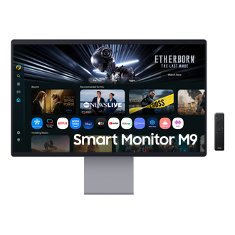 32" Smart M9 M90SF 4K QD-OLED 165Hz Bildskärm Front Silver 
