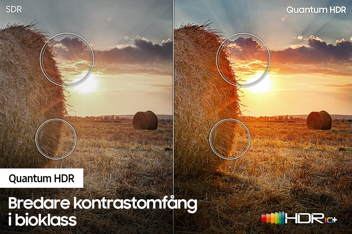 QLED TV Q60A visar SDR och Quantum HDR för en jämförelse av de minsta detaljerna