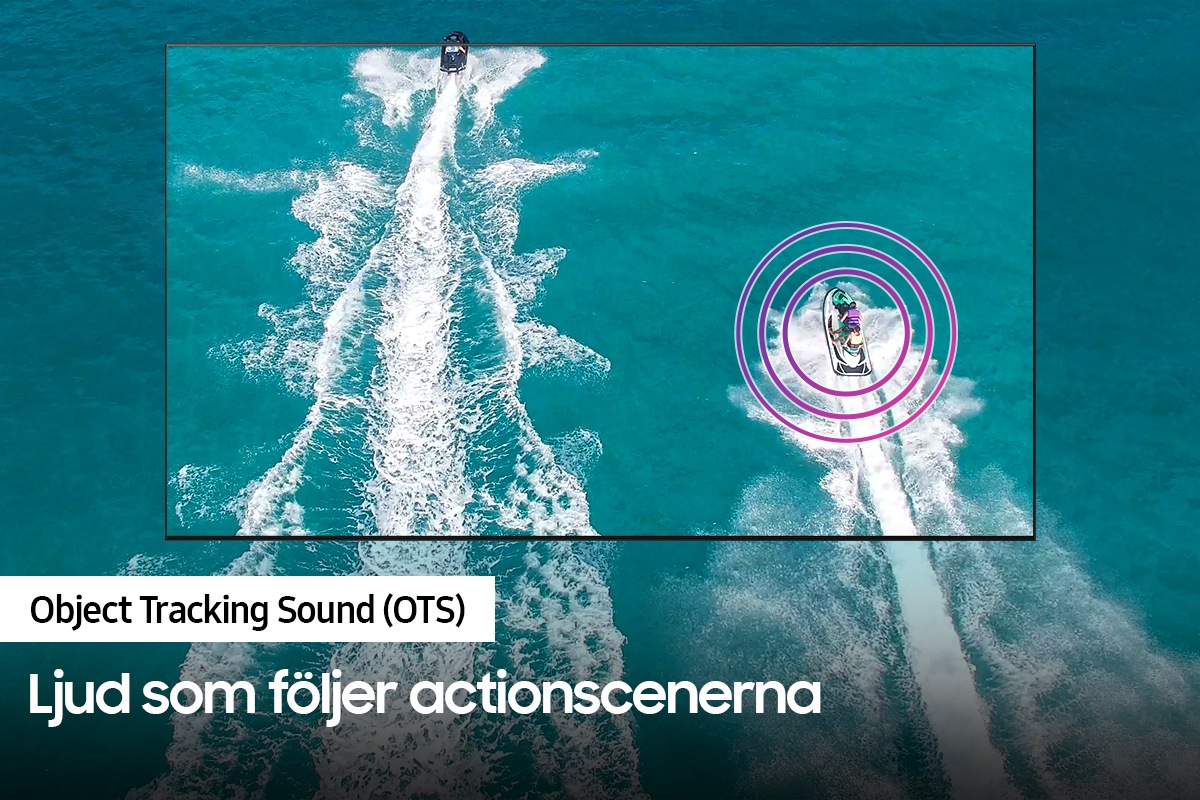 QLED TV Q80A följer ljudet av en seglande båt med hjälp av Object Tracking Sound