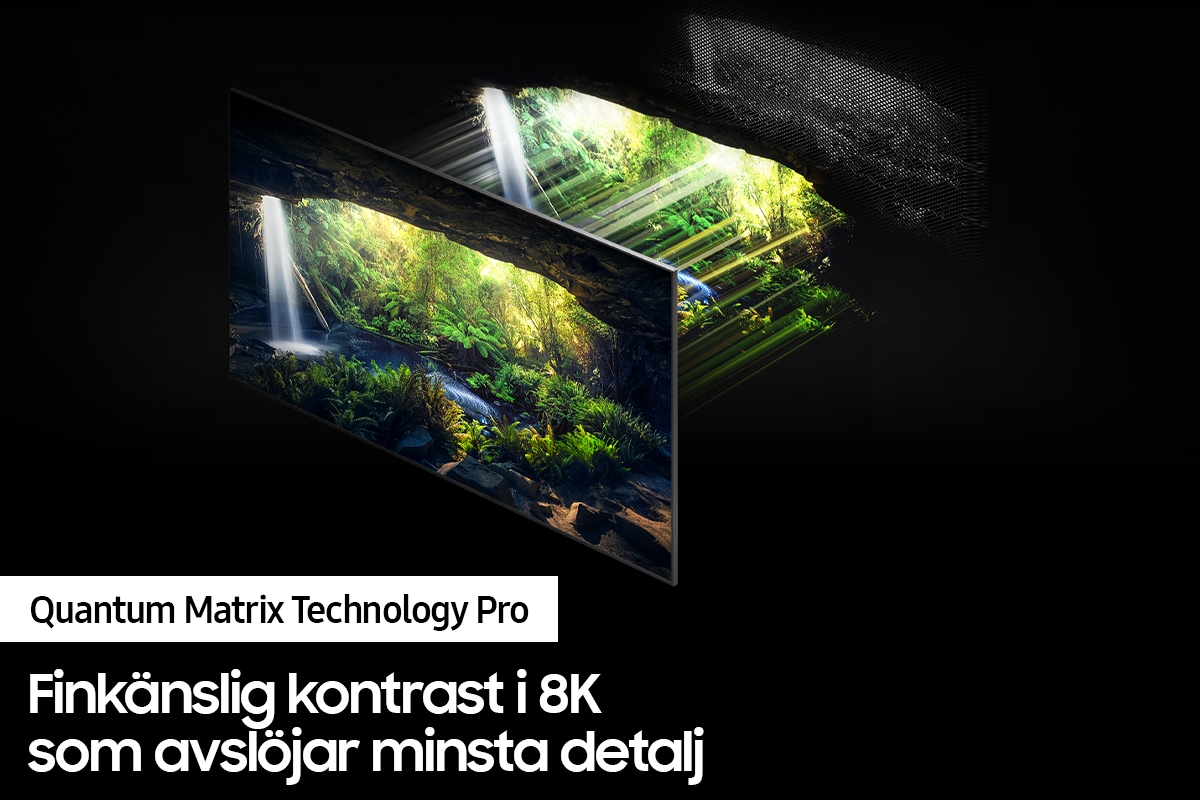 QLED TV QN800A med Quantum Matrix Technology Pro avslöjar minsta detalj i både de mörkaste och ljusaste scener