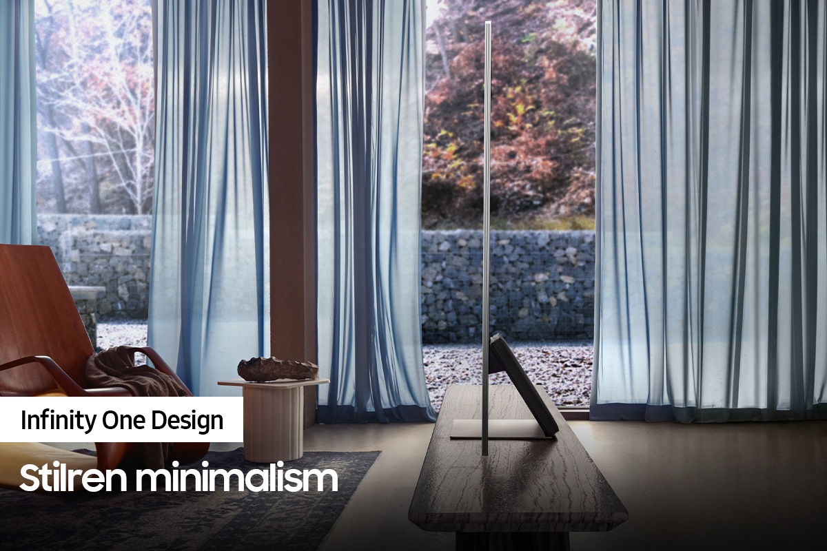 QLED TV QN800A visar Infinity One Design med stativ