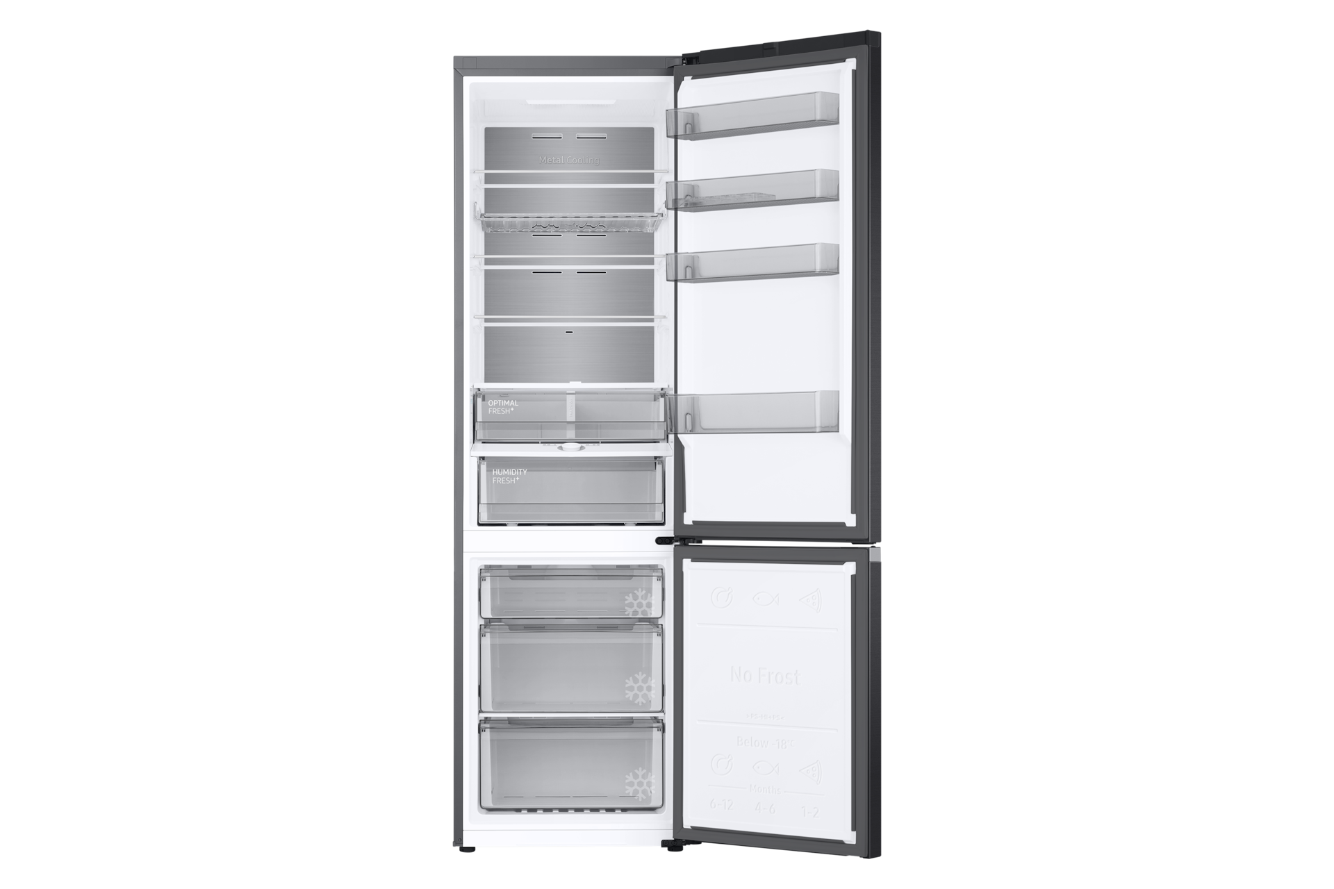 Kyl och Frysskåp Metal Cooling 203 cm Front-Open-without-food Black 