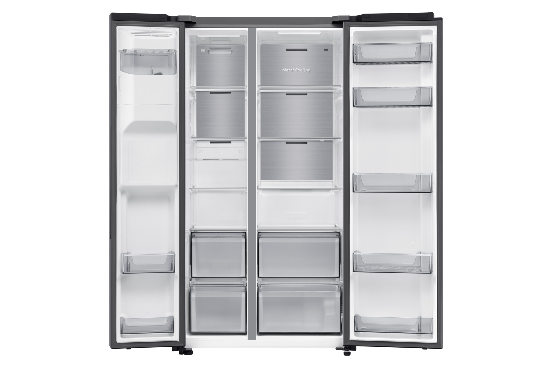 Kyl och Frysskåp Side by Side med fast röranslutning 178 cm Front-Open-without-food Silver 