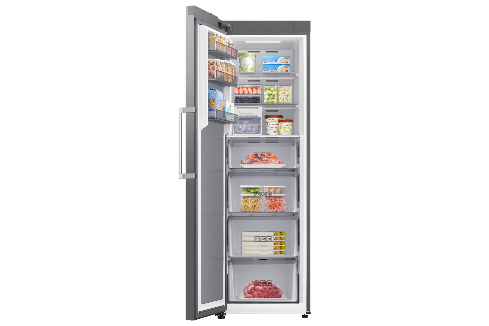 Kylskåp & frysskåp One Door Full-Flex Convertible 186cm Front-Open-With-Food1 Silver 