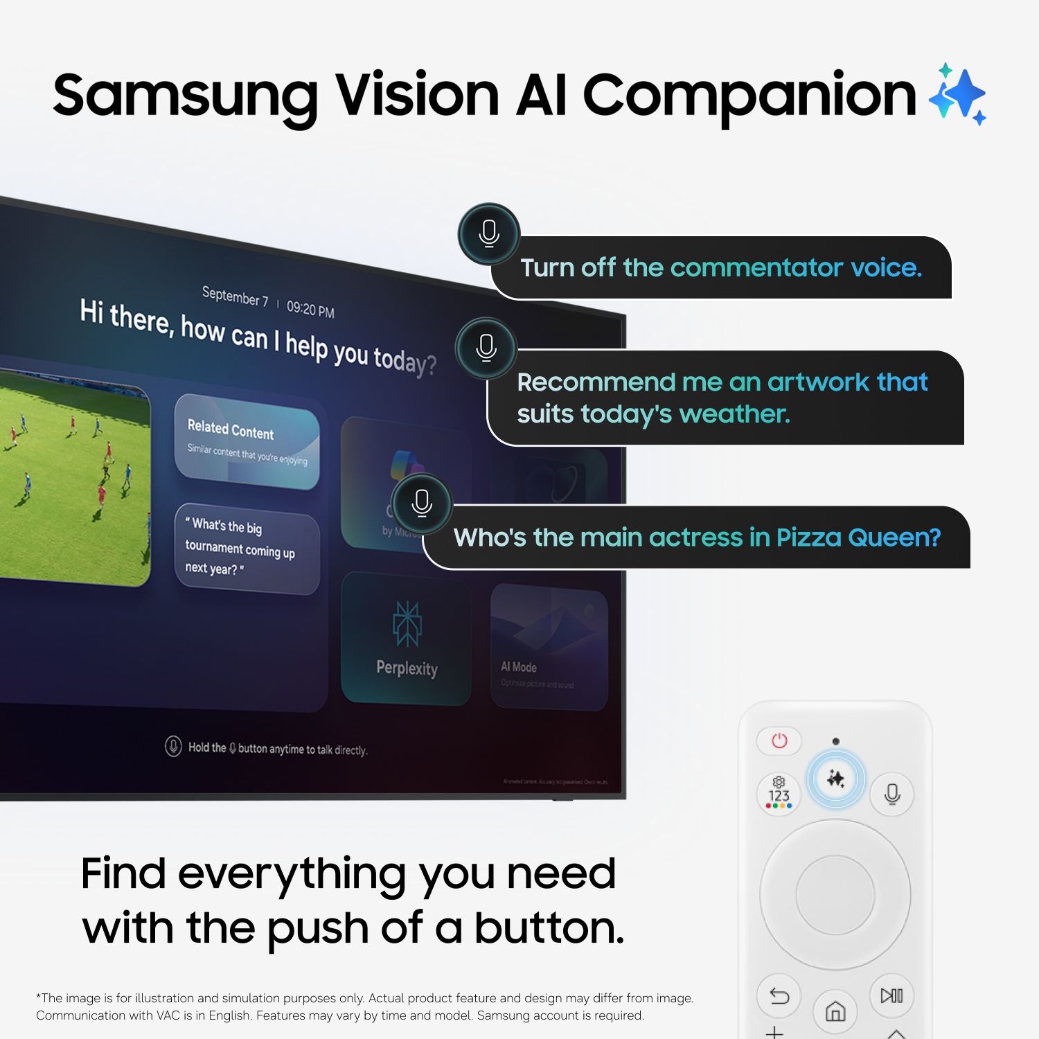 'The Frame TV displays artwork as Samsung Vision AI Companion suggests related content and answers art requests through an intelligent on-screen interface.