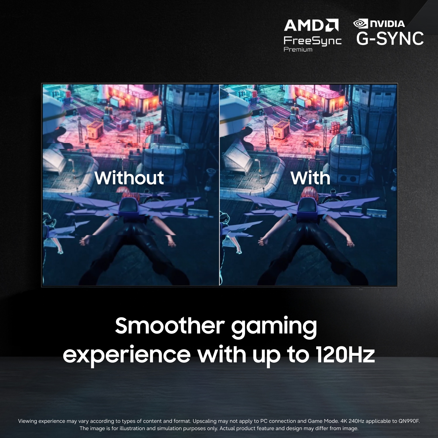 AMD FreeSync & NVIDIA G‑SYNC för jämnt 4K‑spelande utan tearing och stuttering för en mer uppslukande upplevelse.