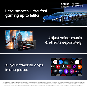 60 Hz‑spelande med AMD FreeSync och NVIDIA G‑SYNC. Anpassade ljudkontroller och appintegration för sömlös prestanda.