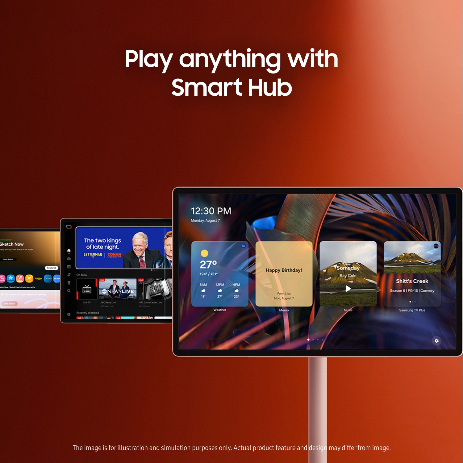 The entertainment options are being displayed on several The Movingstyle screens. Play it.