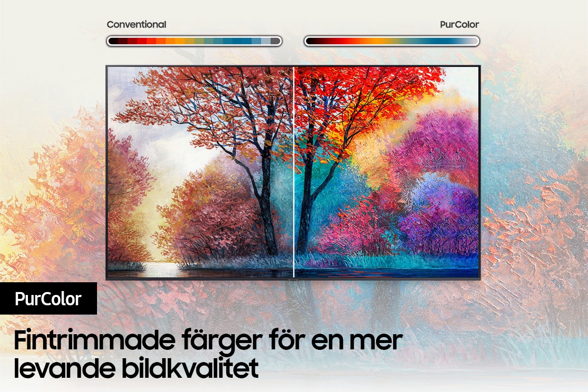 QLED UHD AU7000 med PurColor kan leverera olika delar av färgspektrumet