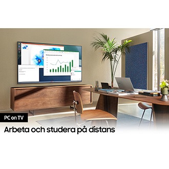 Samsung UHD AU7000 PC on TV visar dokument för göra det möjligt att arbeta hemifrån