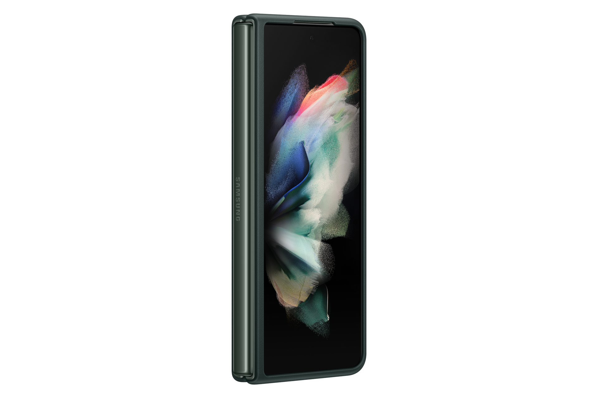 A dynamic green Samsung Galaxy Fold 3 case (EF-VF926LGEGWW) helps the look of a phone even more luxurious and unique