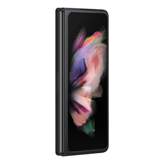 A dynamic black Samsung Fold 3 Aramid case is made from Aramid material to keep your phone's form factor as intact as possible