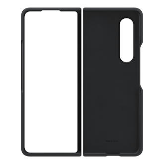 A back view of the Samsung Fold 3 Silicone Case is made of soft silicone that helps prevent damage and easily fits in a pocket or bag.