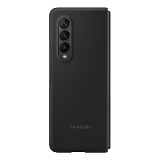 A back-side of a black Samsung Z Fold 3 Silicone Case design with a matte finish style. Buy Samsung Z Fold 3 case here