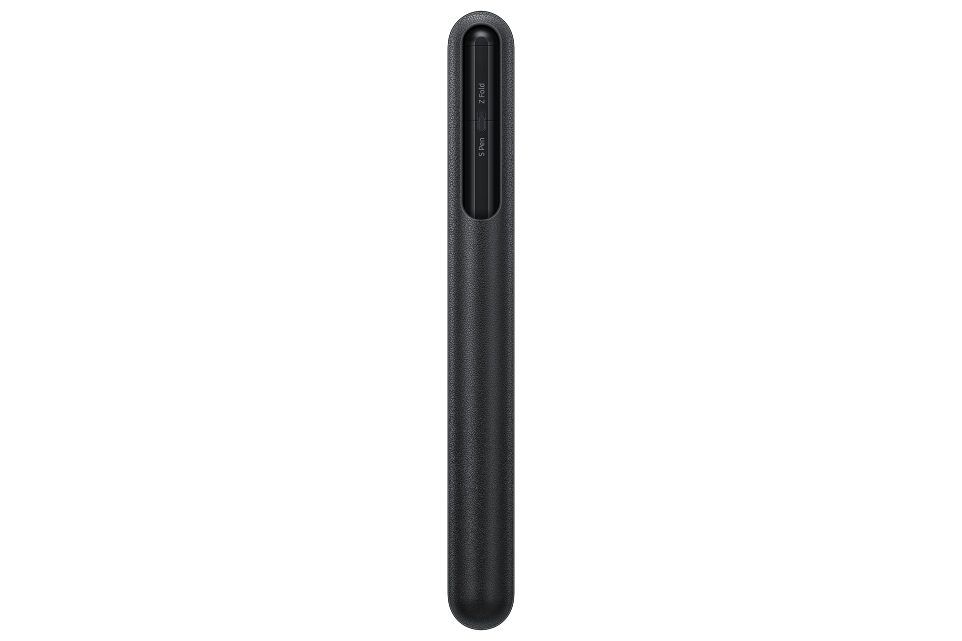 Uma vista frontal da caneta Samsung em preto apresenta conectividade Bluetooth dentro para ajudar a compartilhar de telefone para tablet e PC. Obtenha o Galaxy S Pen Pro agora