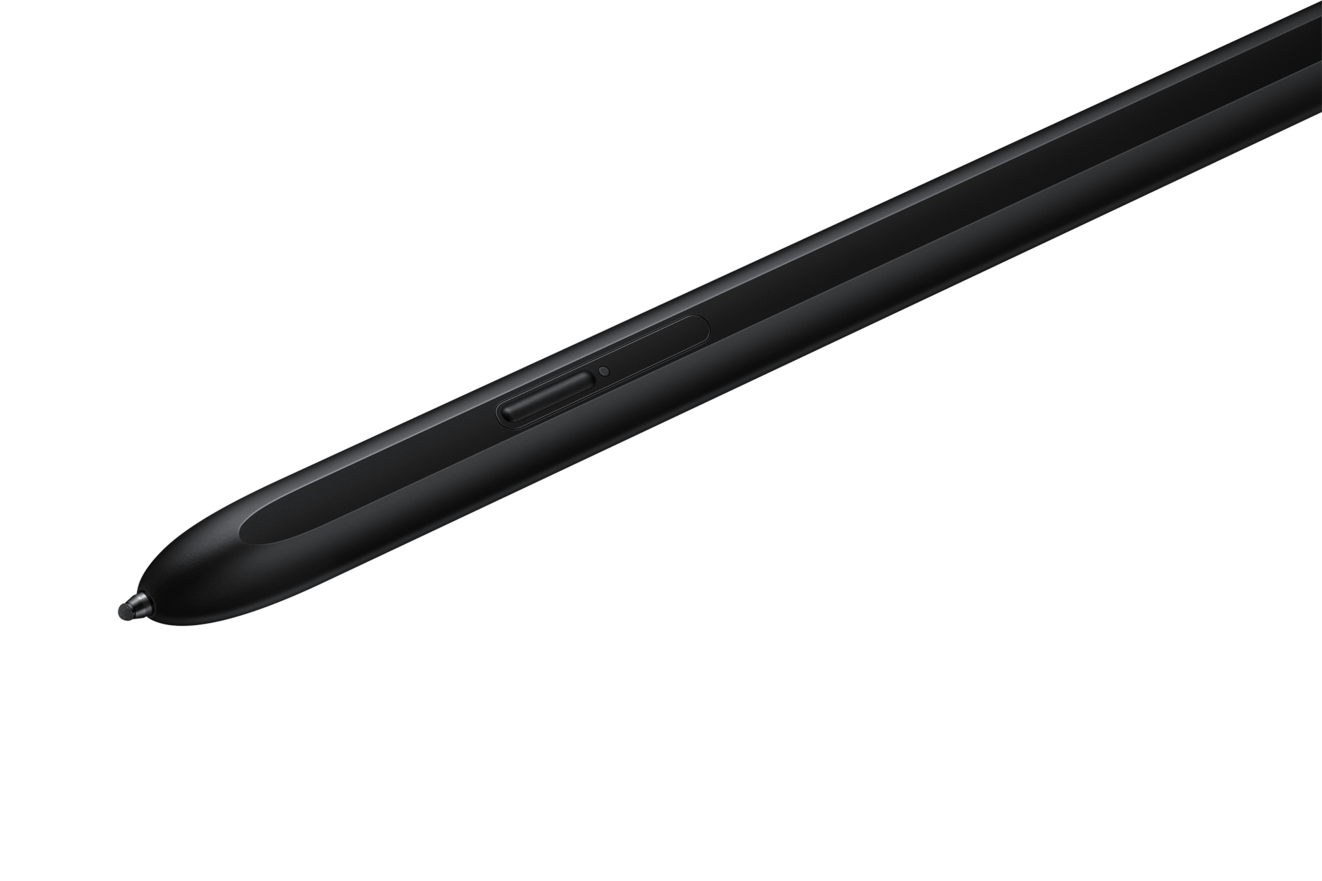 The detail of a black SPen Pro shows a pen tip that helps jot down thoughts and sketch out ideas without worrying about the power