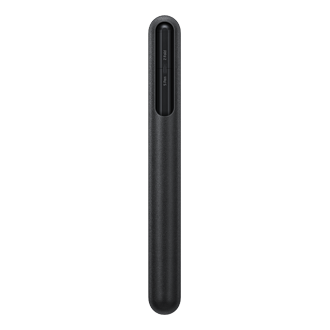 A front view of the Samsung pen in black features Bluetooth connectivity inside to help share from phone to tablet to PC. Get Galaxy S Pen Pro now