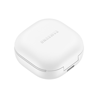 Side view of the Samsung Galaxy Buds2 Pro case in White. Check out the specs and features at Samsung Singapore.