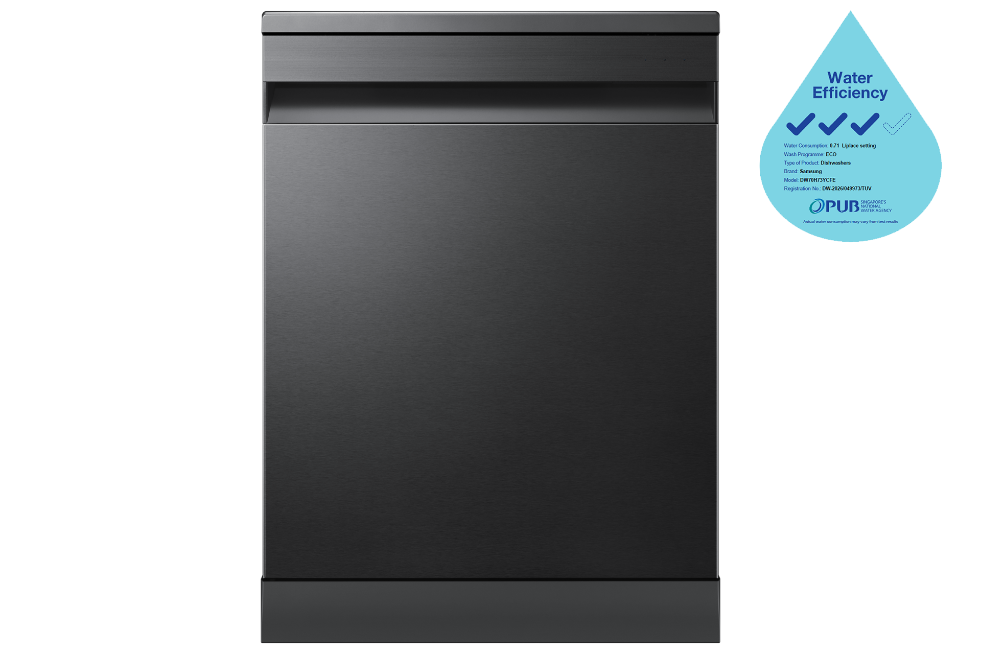 DW70HM FreeStanding Dishwasher Hygiene Care AutoRelease and Flex Load Front Black 