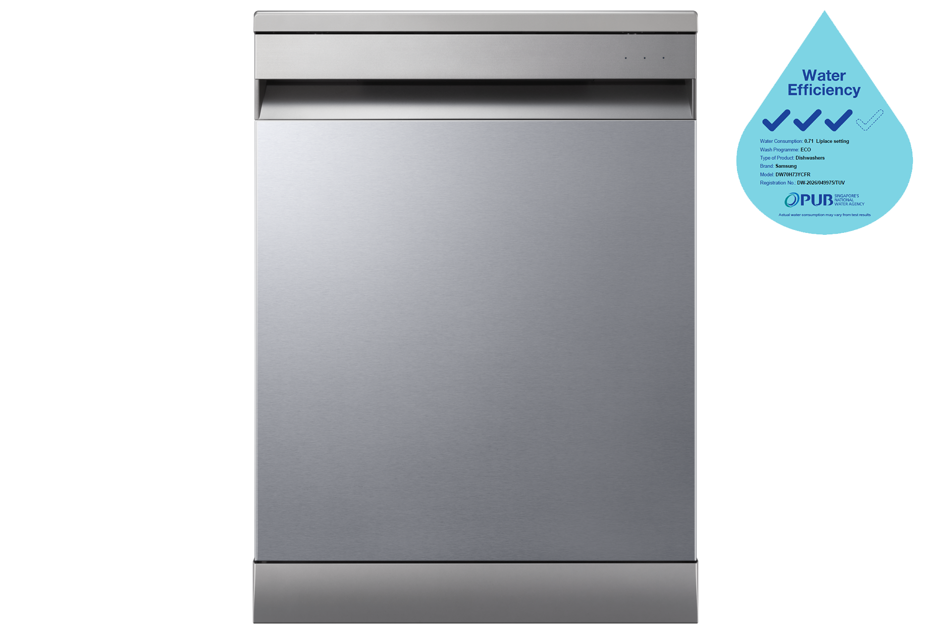 DW70HM FreeStanding Dishwasher Hygiene Care AutoRelease and Flex Load Front Silver 
