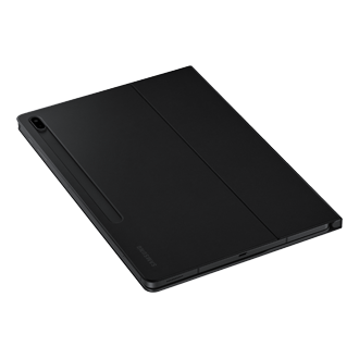 A dynamic black Galaxy Tab S7 FE keyboard shows a compartment of an S Pen. Infused with an antimicrobial coating to block microbial growth