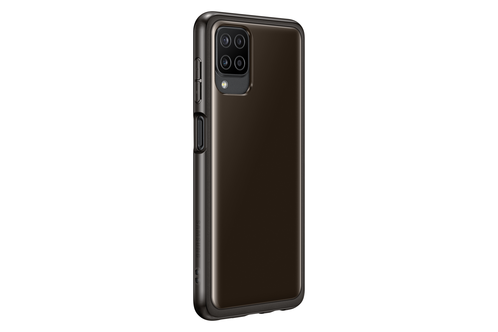 A dynamic-black Samsung A12 casing made of a durable and flexible TPU material that safeguards a phone against shocks and scratches