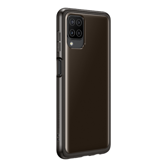 A dynamic-black Samsung A12 casing made of a durable and flexible TPU material that safeguards a phone against shocks and scratches