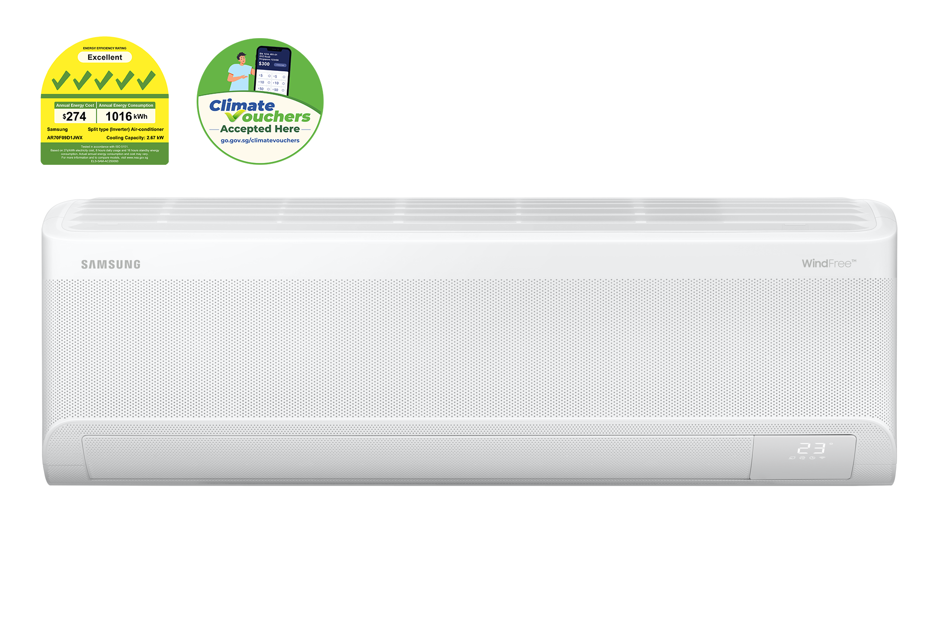 Bespoke AI WindFree™ Single-Split System 1 Air Conditioner - 9KBTU White + 5 Ticks