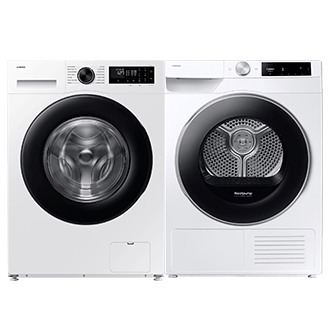 Bespoke AI Laundry Front-load Washer 9kg and Bespoke AI Laundry Dryer 9kg White