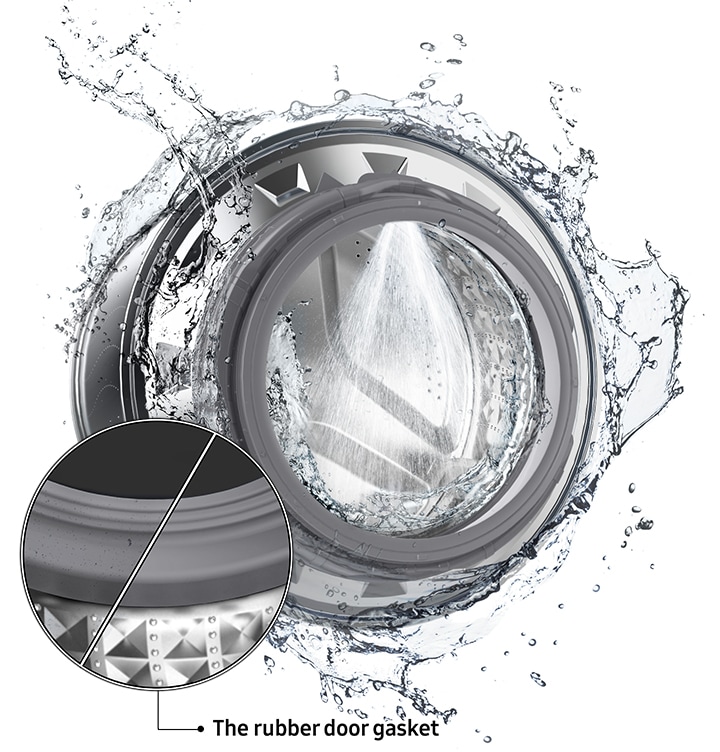 Discover WW12TP94DSX/SP now. Image shows water swishing around washer drum of QuickDrive™, 12Kg, Front Load, 4 Ticks