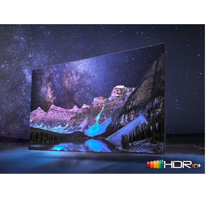 The dark valley surrounded by many stars is clearly visible on QLED TV. QLED TV shows accurate representation of bright and dark colors by catching small details.