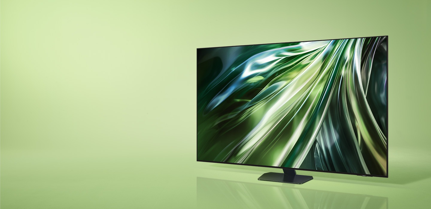 QN90D (43 inch and above) with a vivid blue and green design displayed.