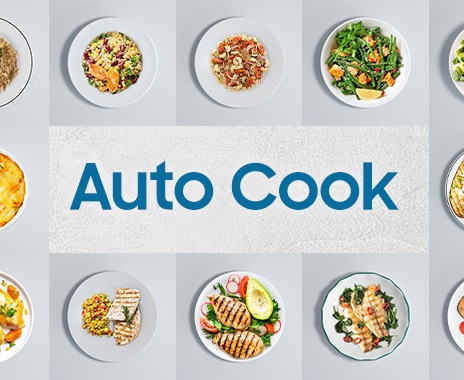 Показує різні корисні продукти, такі як лосось, поблизу режиму «Автоматичне приготування».