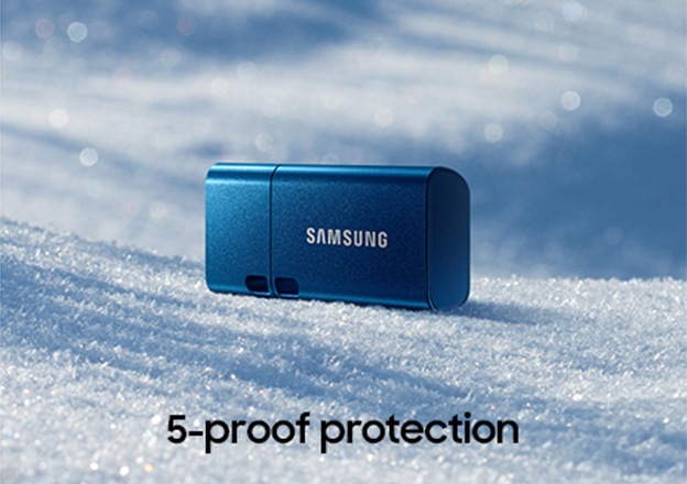 Type-C™ is placed on a snow field. Below it is written ‘5-proof protection’.