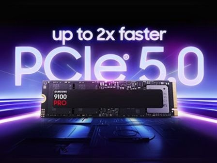 With the 9100 PRO it says "up to 2x faster" and "PCIe® 5.0".