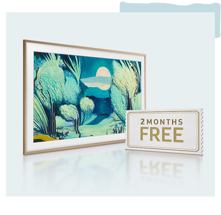The Frame displays a colorful work of art from the Art Store. 2 months free.