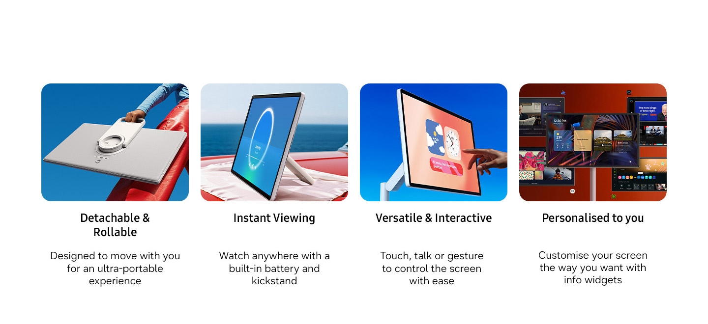 Detachable & Rollable Style, Instant Viewing Style, Versatile Interactive Style and Personalized Style are shown as the key features for The Movingstyle.