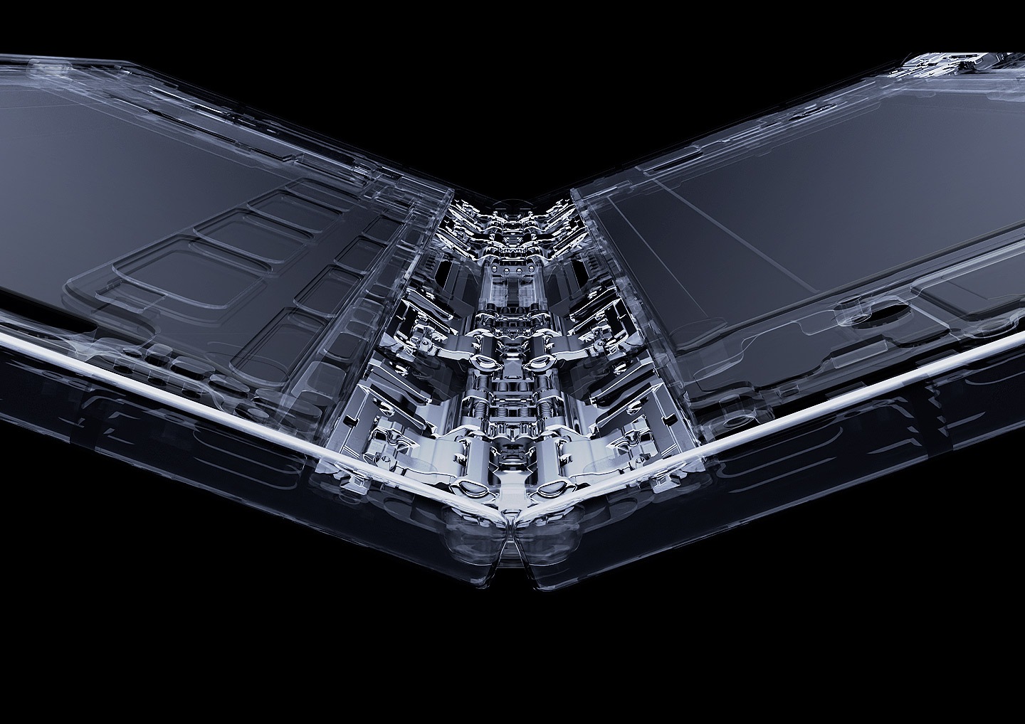 Dual hinges. Fold in twice. Defy limits